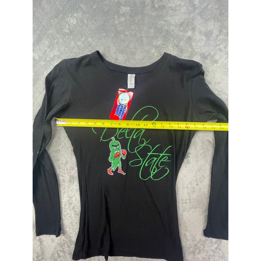 Delta State Fighting Okra Long Sleeve Shirt Women Large Black Pimatee Collegiate - Picture 6 of 8